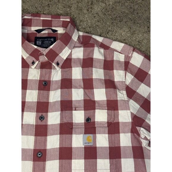 CARHARTT Loose Fit Short Sleeve Button up Shirt Buffalo Print LARGE TALL Western - Picture 5 of 9